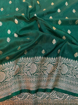 Bottle Green Katan Silk Buti Banarasi Saree