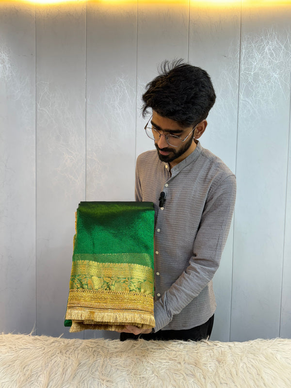 Emerald Green Maharani Tissue Silk Saree