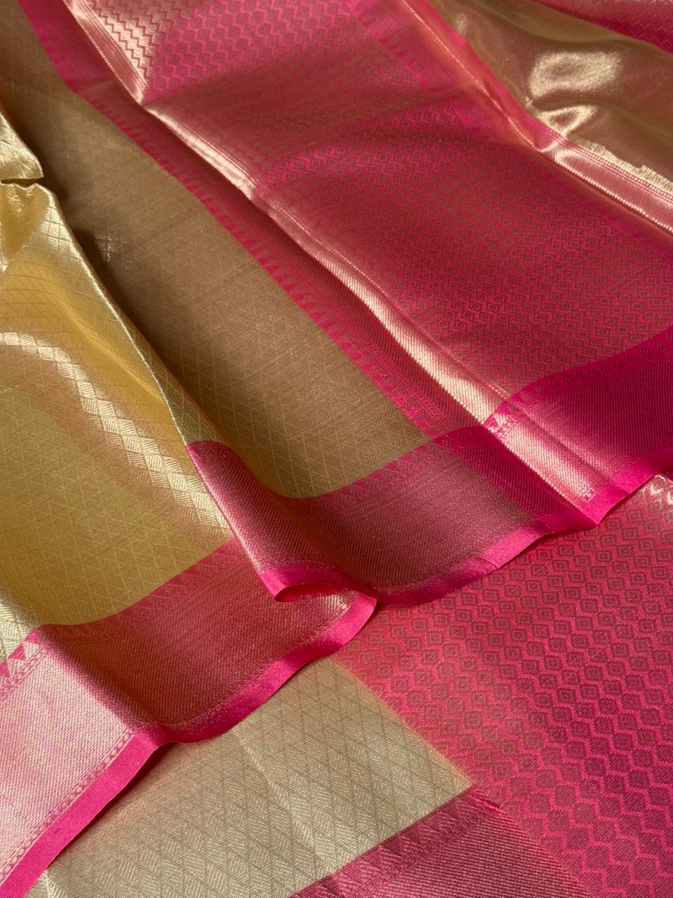 Light Gold Brocade Kanjivaram Tissue Saree