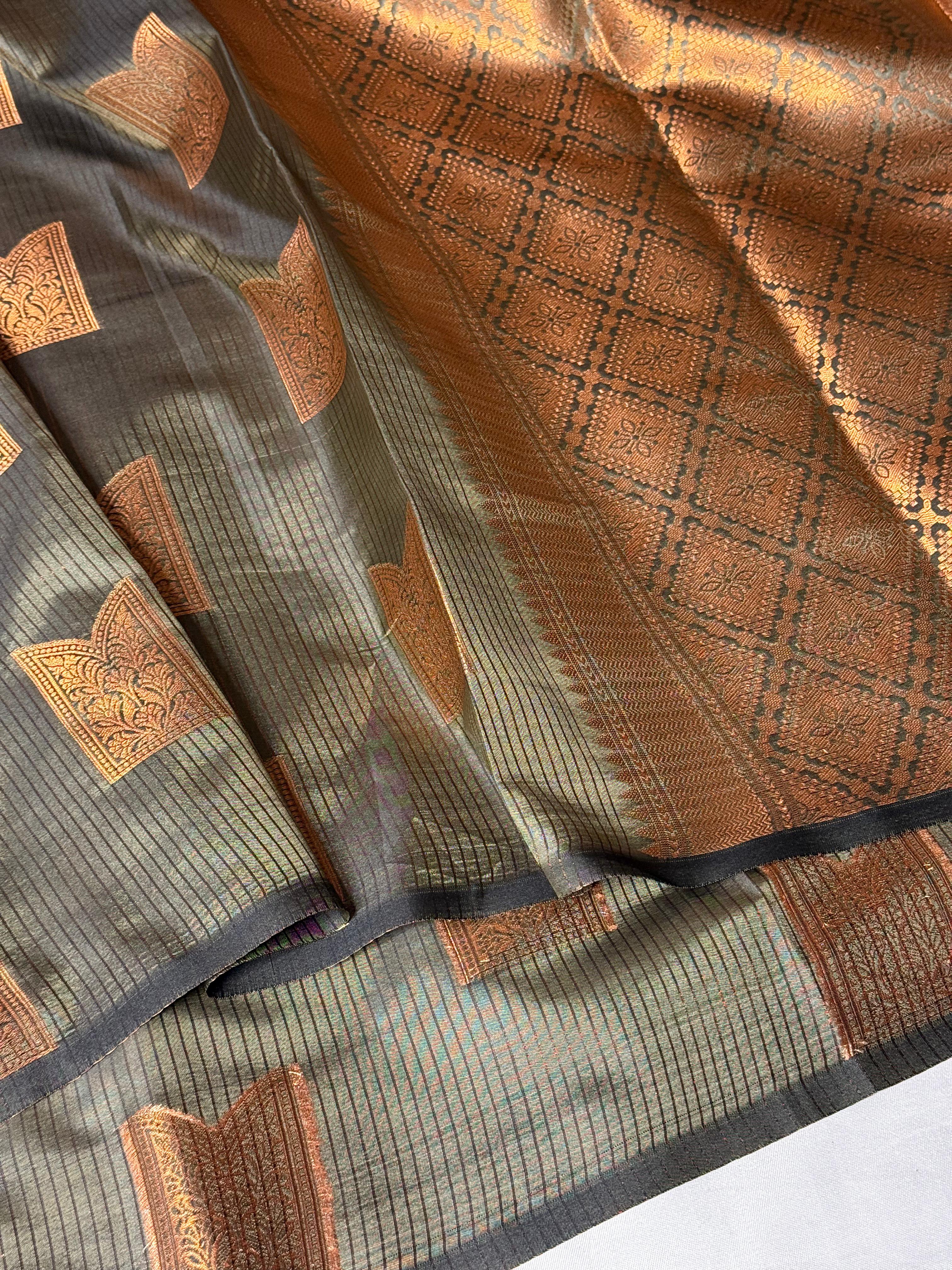 Jet black Contemporary Weave Softsilk Saree