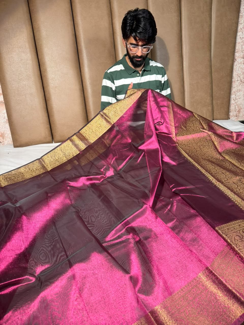 Metallic Rani Kora Tissue Banarasi Saree