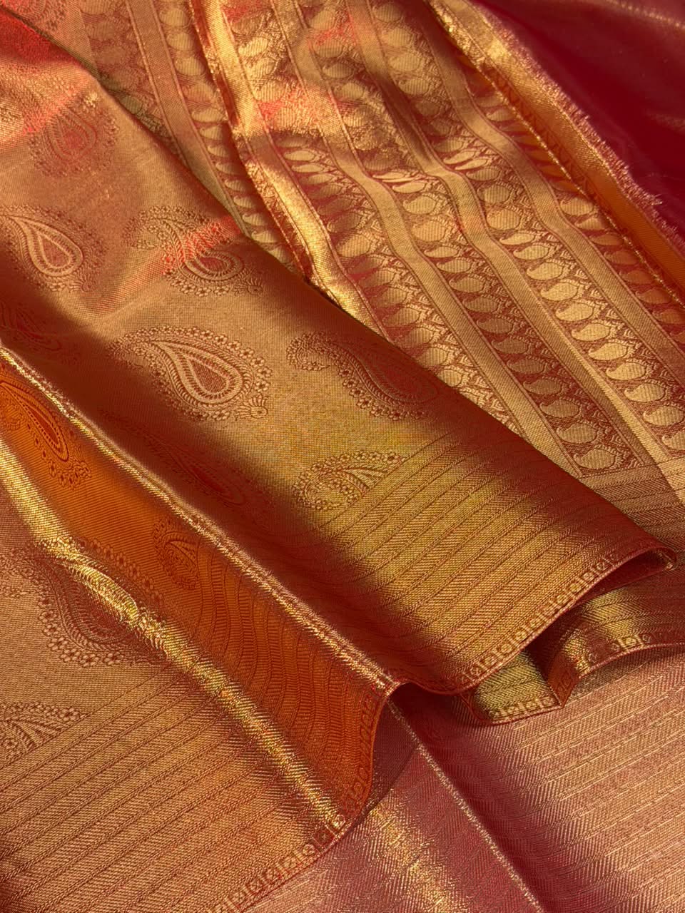 Metallic Shade kanjivaram Embossed Tissue Saree