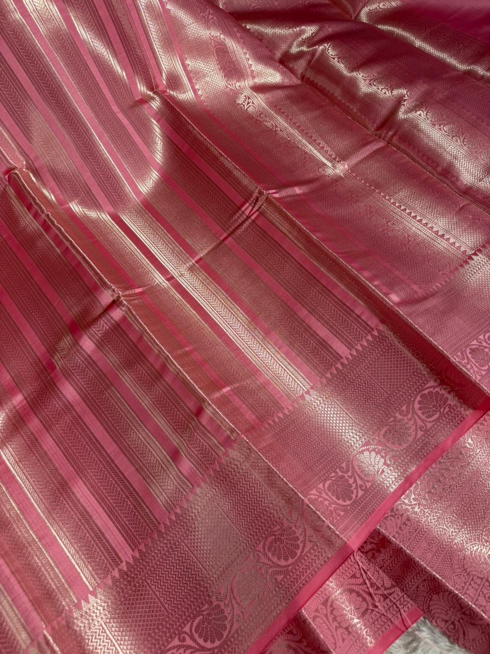 Baby Pink Contemporary Weave Softsilk Saree