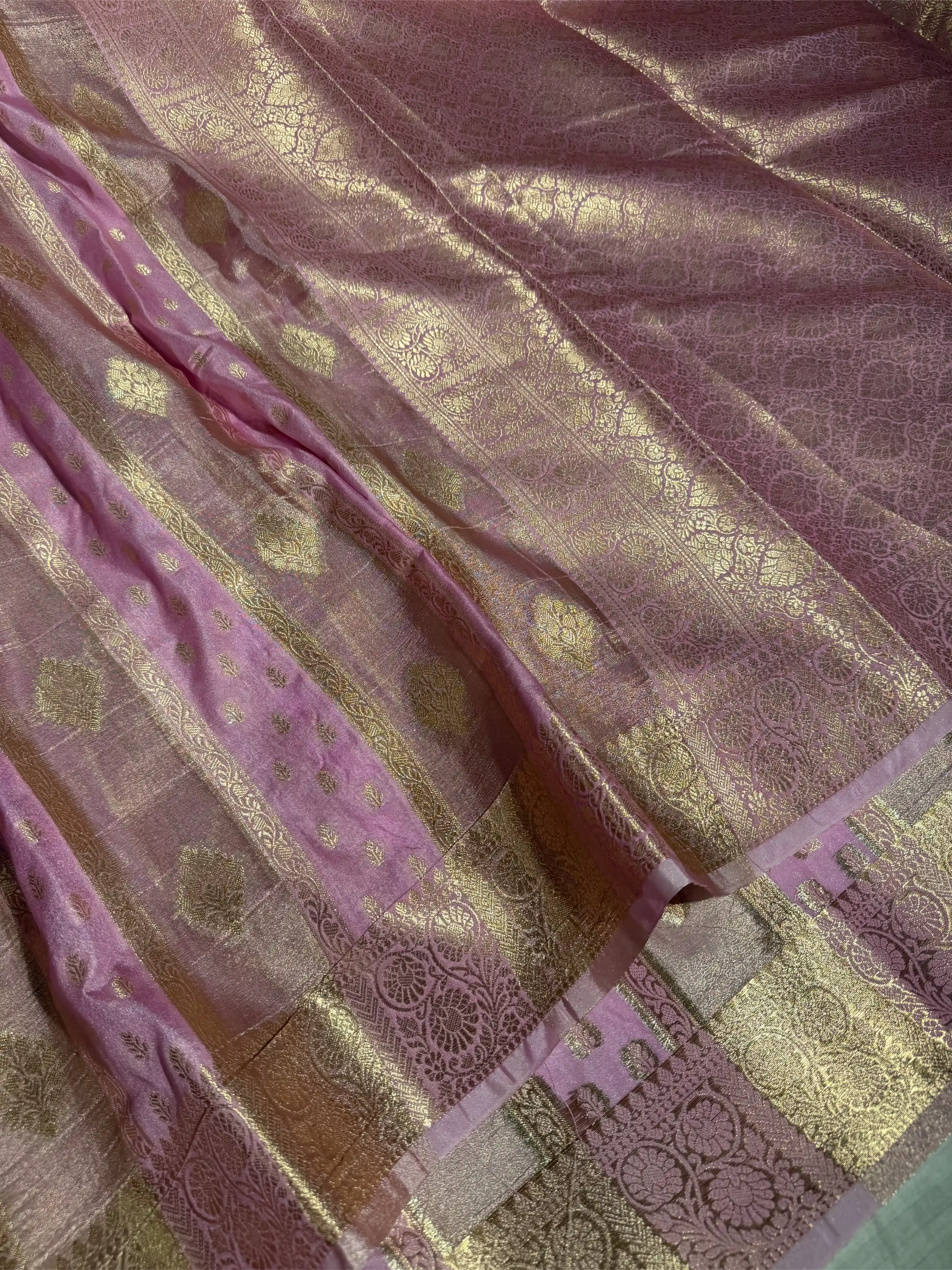 Baby Pink Georgette Tissue Silk Heritage Weave Banarasi Saree
