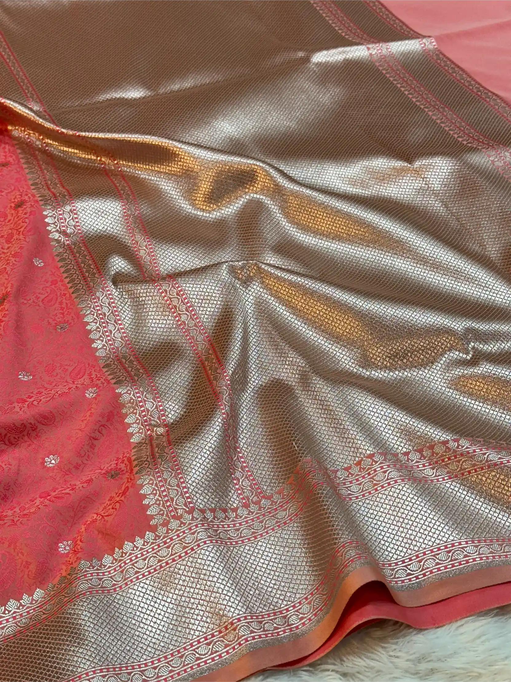 Baby Pink Intricate Mashru Katan Silk Tanchoi Banarasi Saree
