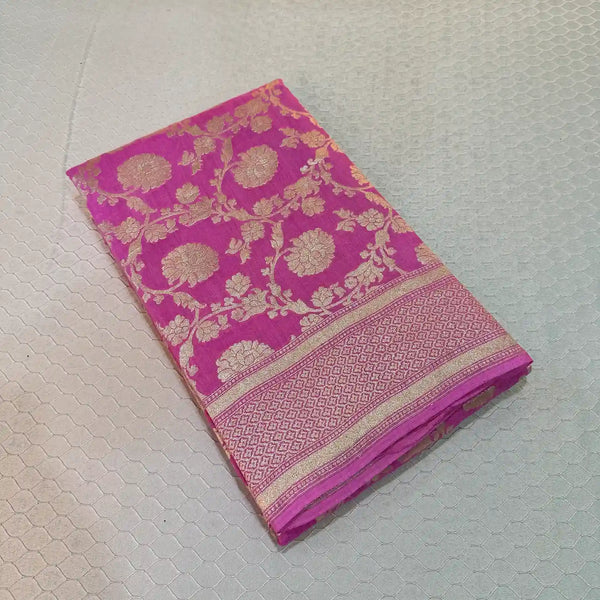 Baby Pink Floral Jaal Munga Silk Banarasi Saree