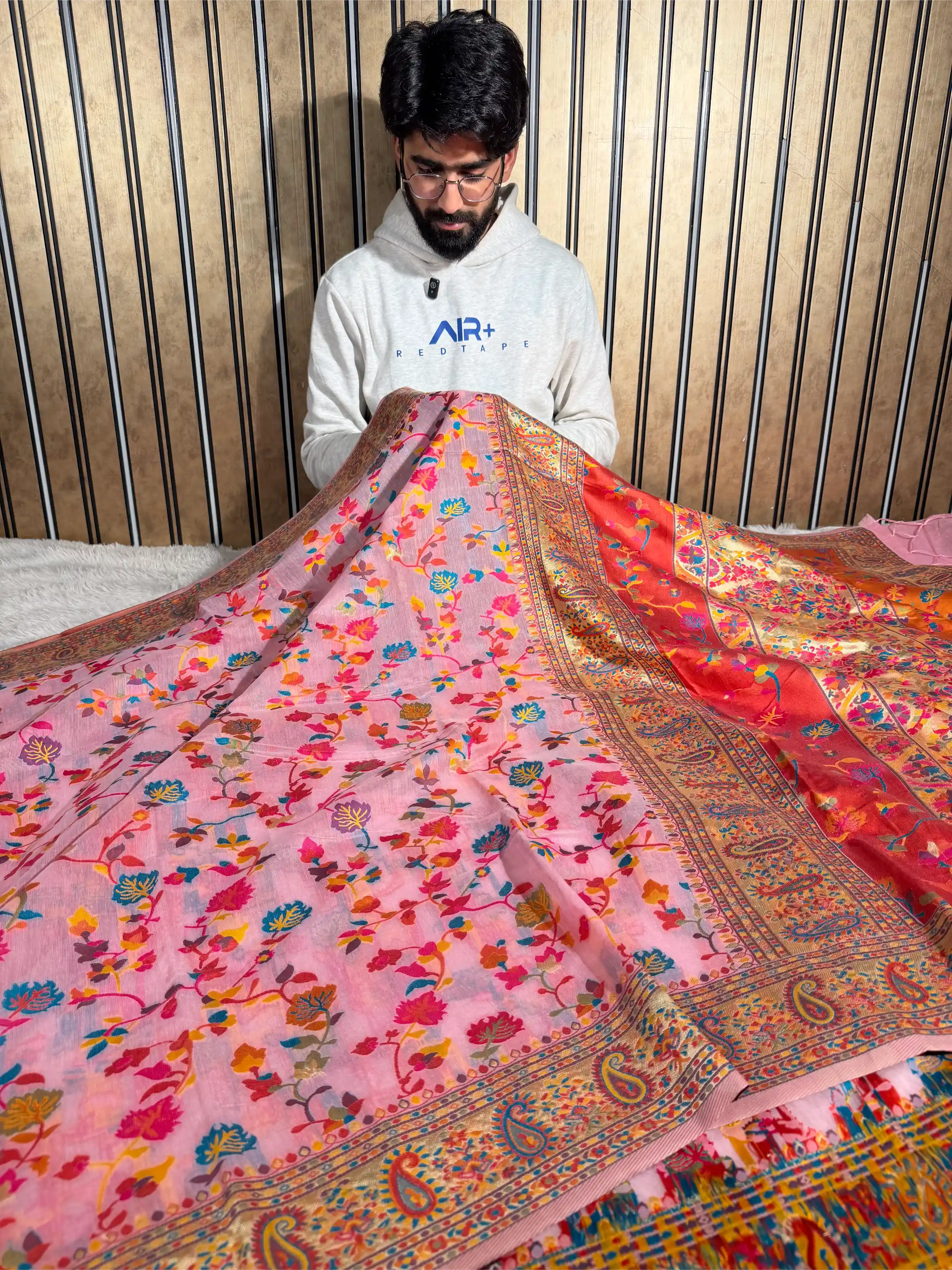 Baby Pink Irresistible Pashmina Weave Soft Cotton Silk Saree