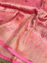 Baby Pink Meenakari Brocade Katan Silk Saree