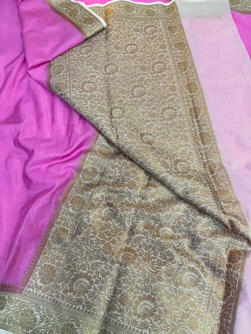 Baby Pink Mysore Silk Banarasi Saree