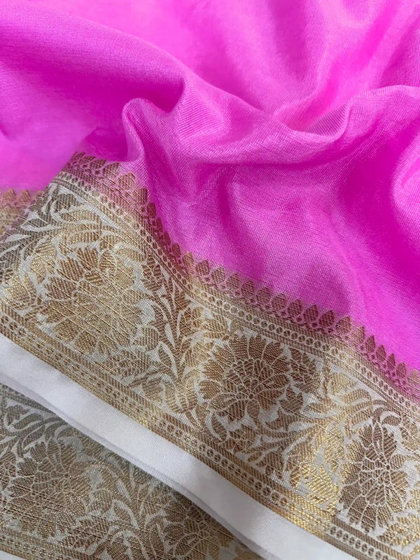 Baby Pink Mysore Silk Banarasi Saree