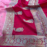 Baby Pink Semi Georgette Banarasi Saree