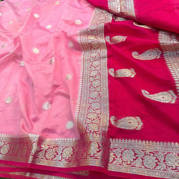 Baby Pink Semi Georgette Banarasi Saree