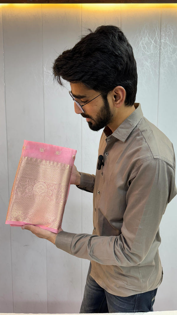 Baby Pink Colour Warm Silk Banarasi Saree