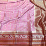 Baby Pink Warm Silk Checks Buta Banarasi Saree