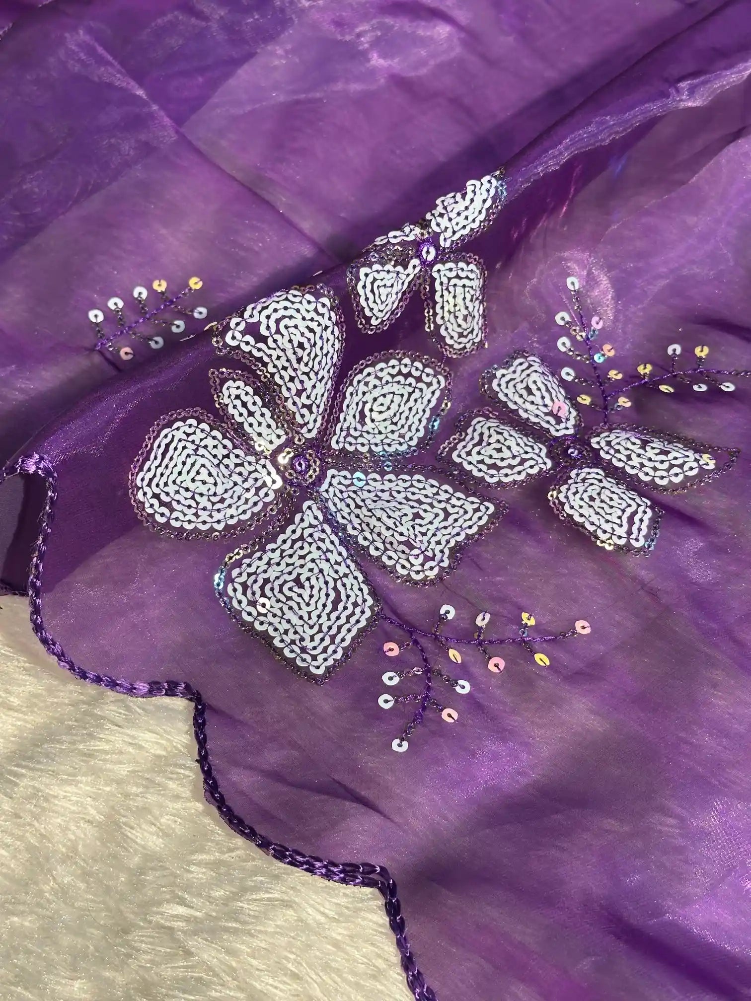 Baigani Shimmery Tissue Silk Designer Saree