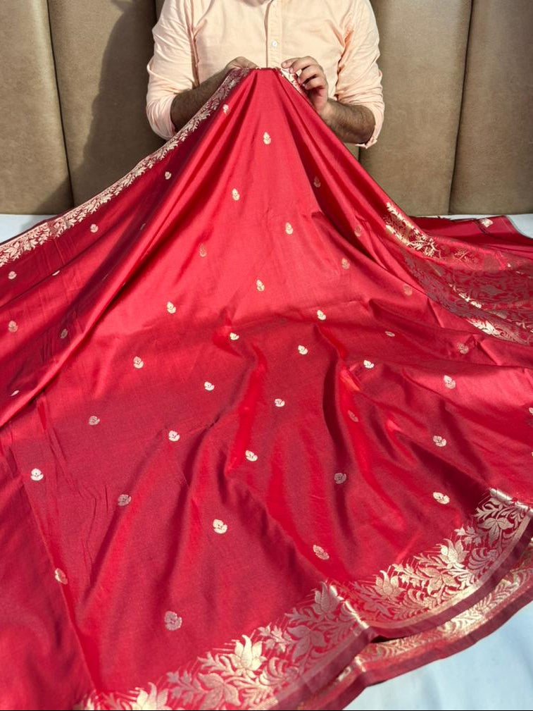 Banarasi semi katan silk saree with rich pallu and blouse