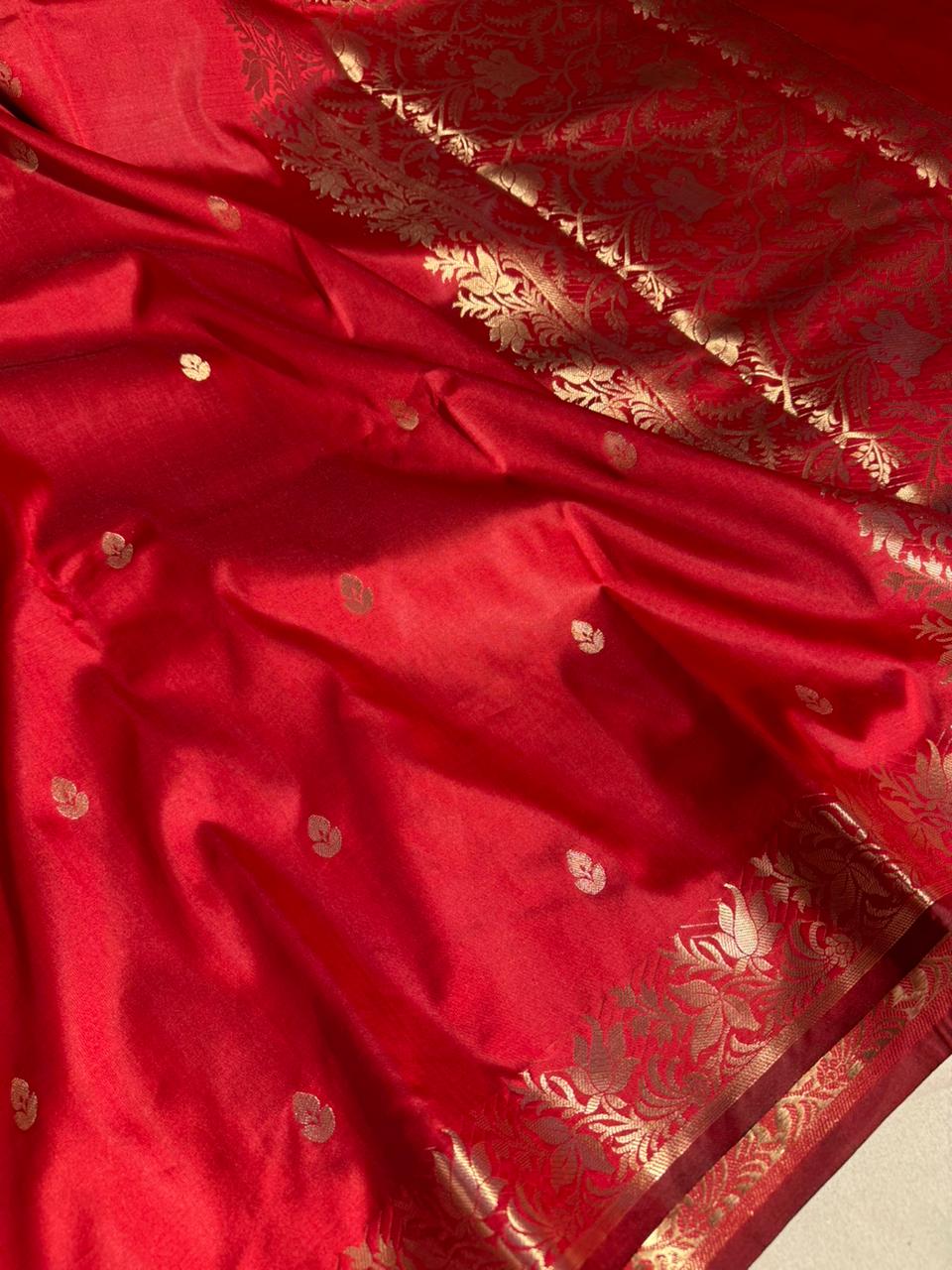 Banarasi semi katan silk saree with rich pallu and blouse