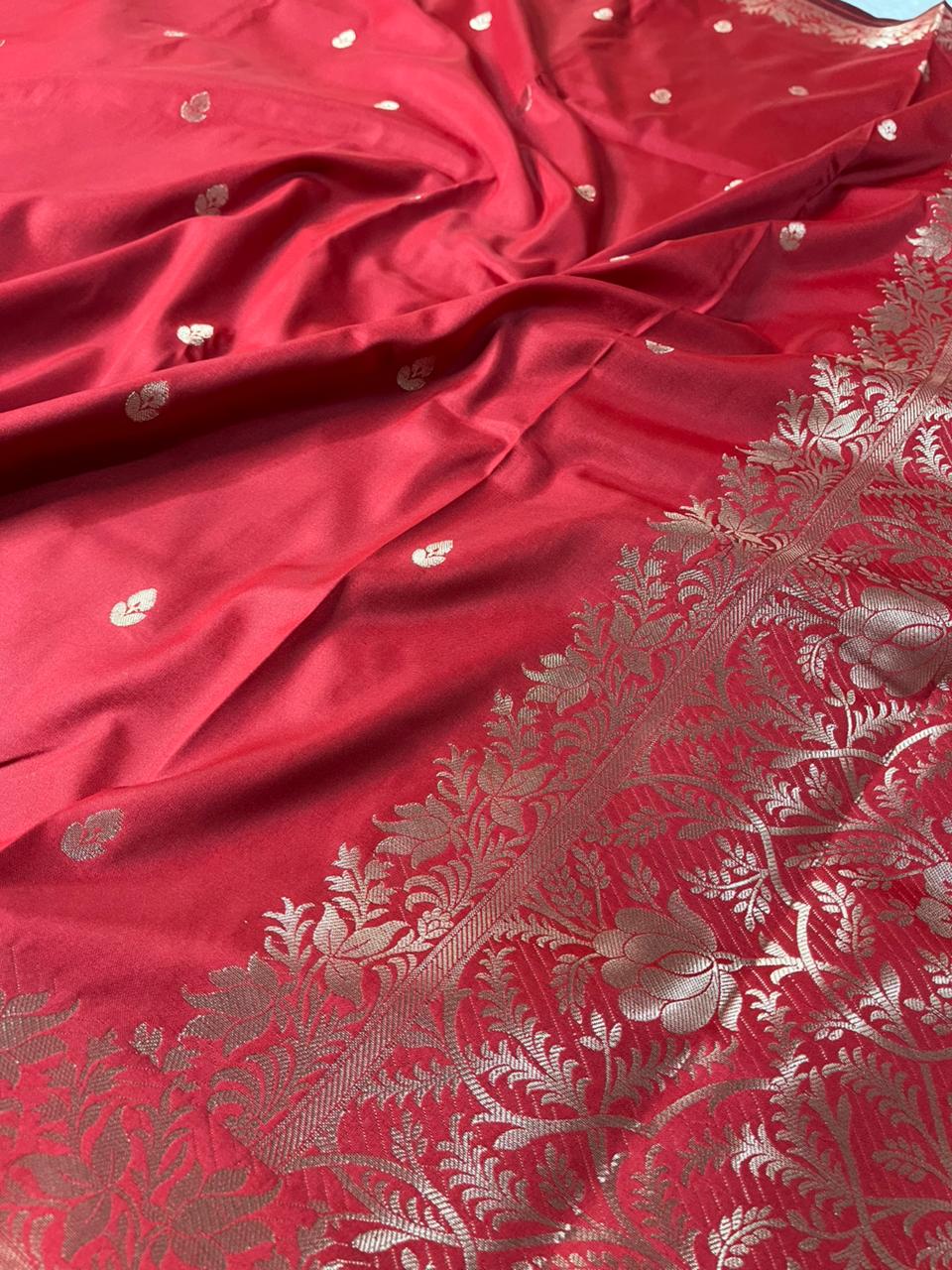 Banarasi semi katan silk saree with rich pallu and blouse