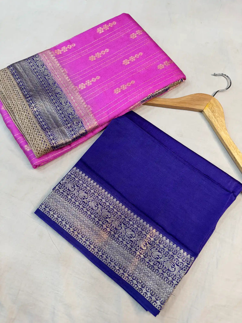 Barbie Pink Eccentric Chiniya Silk Designer Banarasi Saree