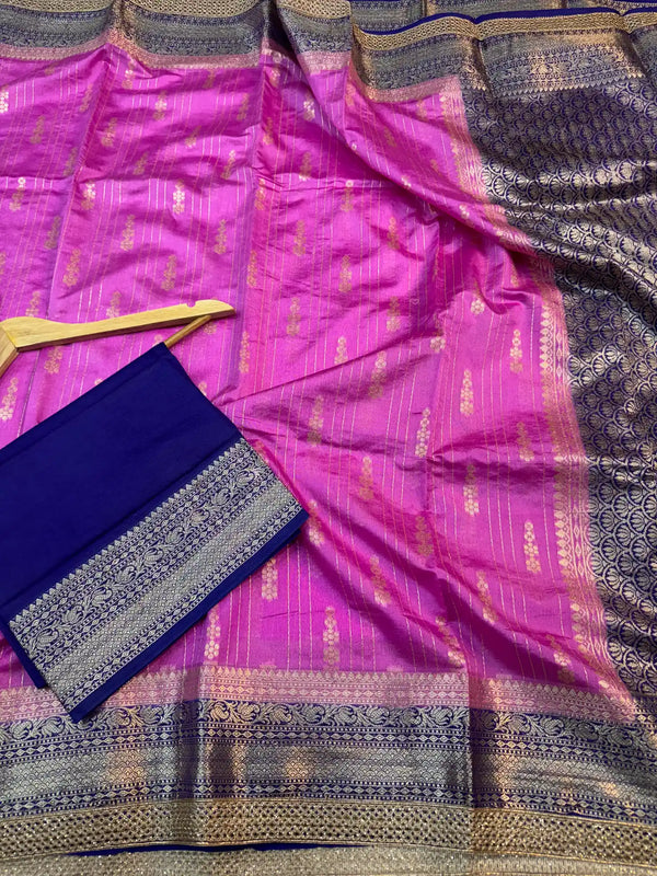 Barbie Pink Eccentric Chiniya Silk Designer Banarasi Saree