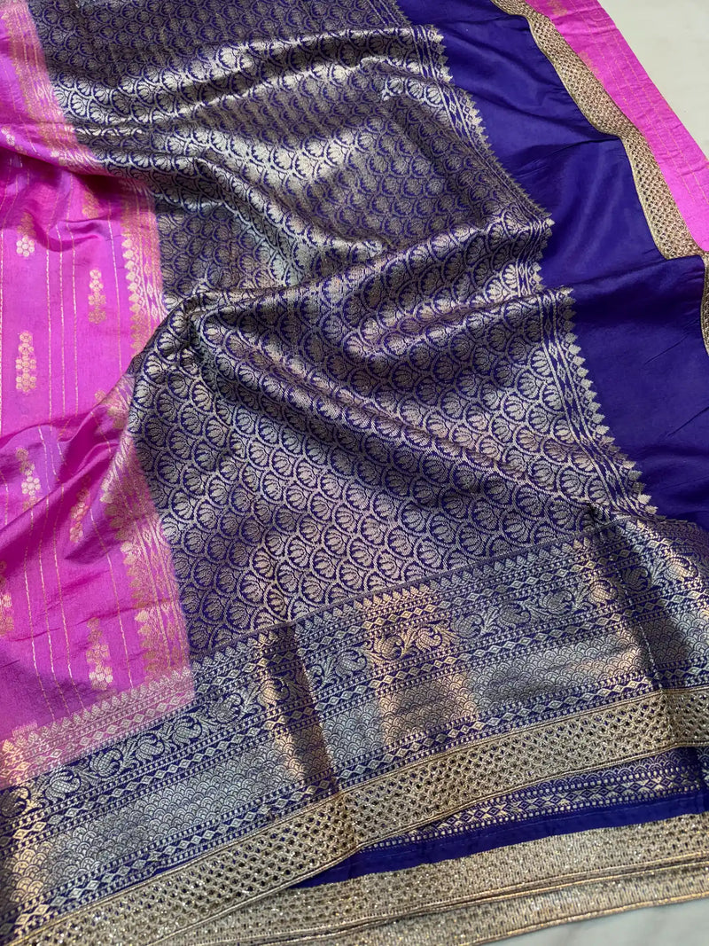 Barbie Pink Eccentric Chiniya Silk Designer Banarasi Saree