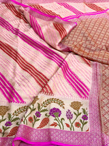 Barbie Pink Rangkat Chiffon Khaddi Banarasi Saree