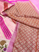 Barbie Pink Rangkat Chiffon Khaddi Banarasi Saree