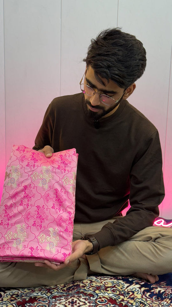 Barbie Pink Mashru Katan Silk Meenakari Weave Banarasi Saree