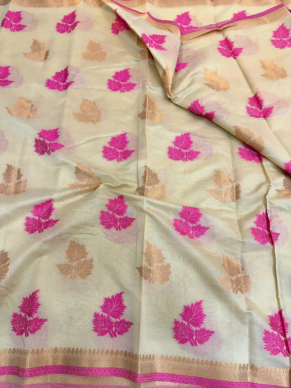 Tusser Soft Cotton Silk Zari Banarasi Saree