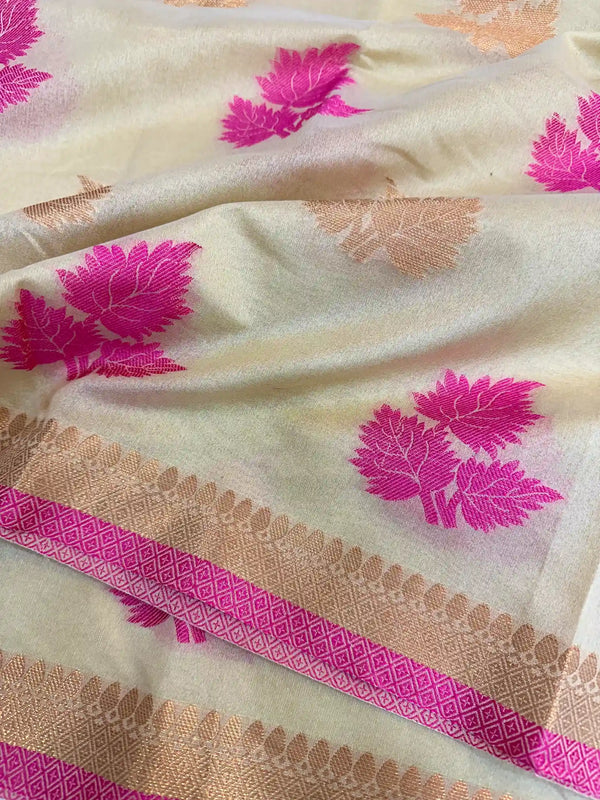 Tusser Soft Cotton Silk Zari Banarasi Saree