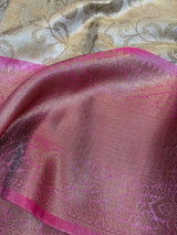 Beige Kanjivaram Soft Tissue Silk Saree