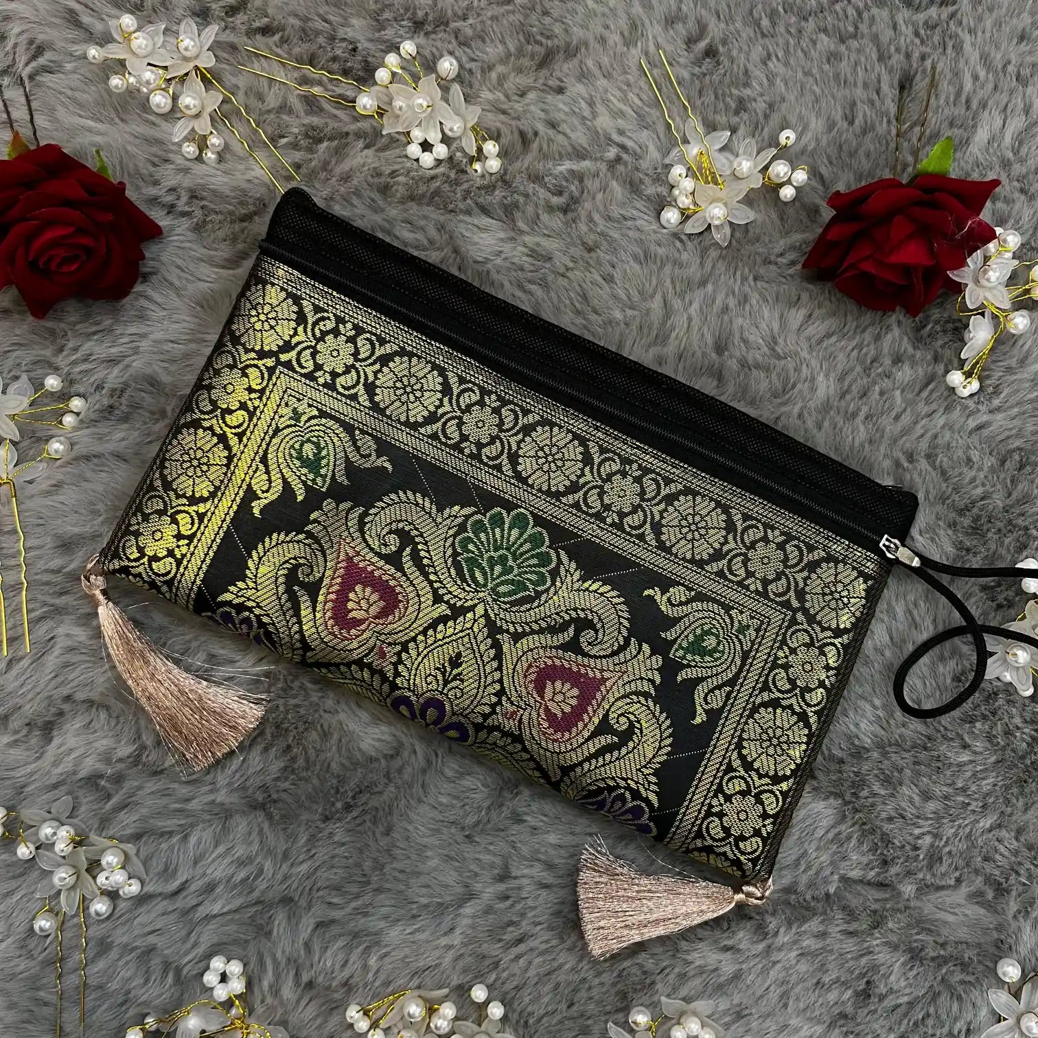 Black Shade Handmade Banarasi Women Wallet