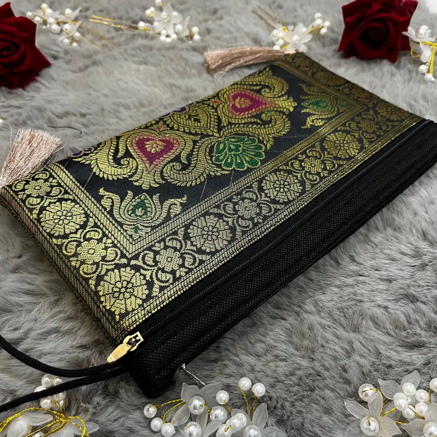 Black Shade Handmade Banarasi Women Wallet