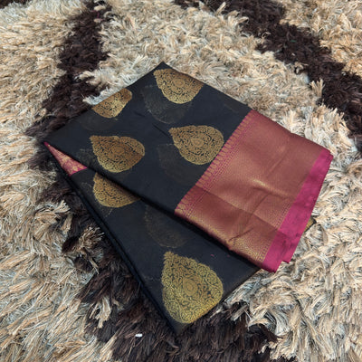 Black Cotton Silk Buta Banarasi Saree