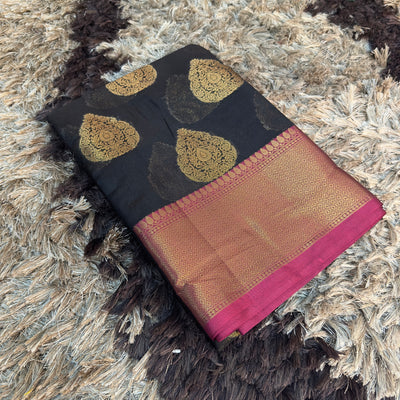 Black Cotton Silk Buta Banarasi Saree