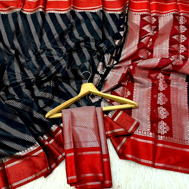 Black Dharmavaram Cotton Silk Banarasi Saree