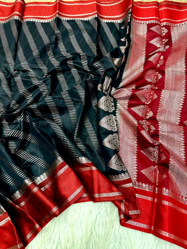 Black Dharmavaram Cotton Silk Banarasi Saree