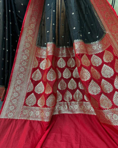 Black Katan Silk Handloom Banarasi Saree