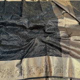 Black Organza Silk Sequin Work Banarasi Saree