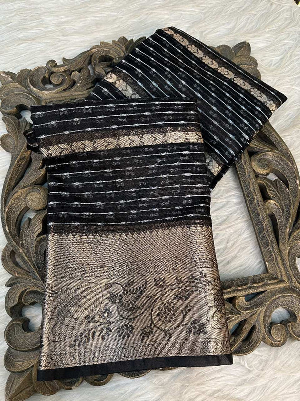 Black Organza Silk Zari Woven Banarasi Saree