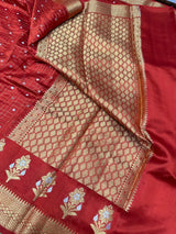 Blood Red Raw Mango Silk Banarasi Saree