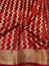 Blood Red Raw Mango Silk Banarasi Saree