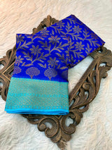 Blue Semi Dupion Banarasi Saree