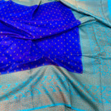 Blue Semi Dupion Silk Banarasi Saree