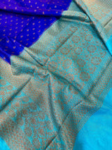 Blue Semi Dupion Silk Banarasi Saree