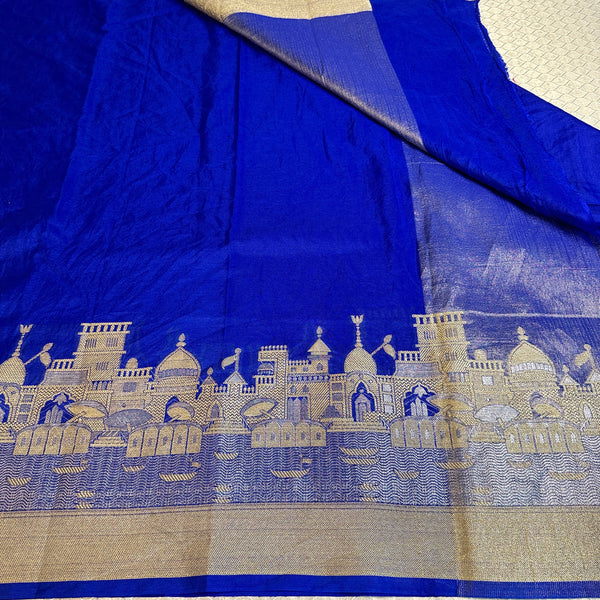 Blue Semi Georgette Ghats Of Banaras Saree