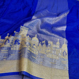 Blue Semi Georgette Ghats Of Banaras Saree