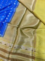 Blue Warm Silk Checks Buta Banarasi Saree