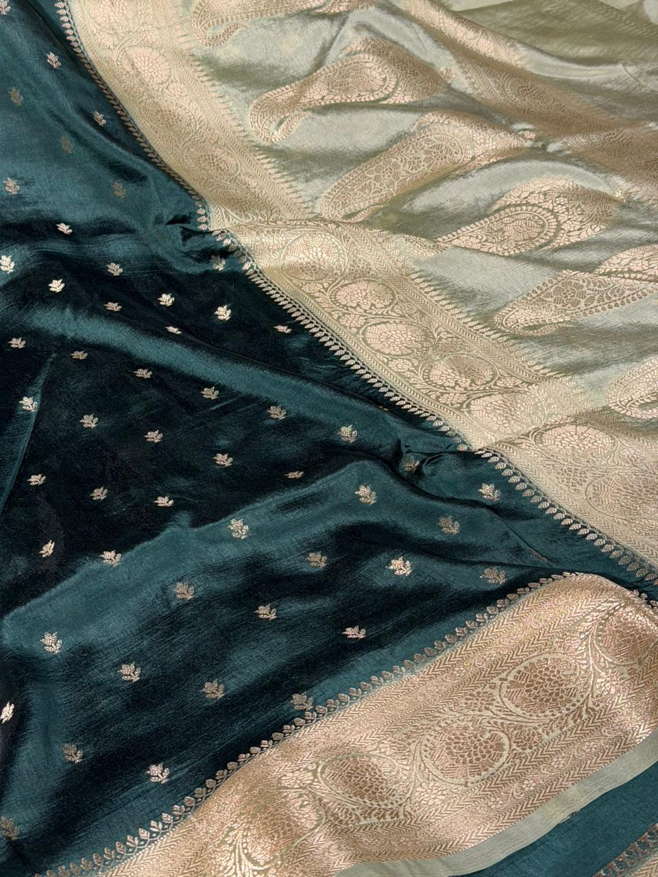 Bottle Green Soft Georgette Traditional Banarasi Saree