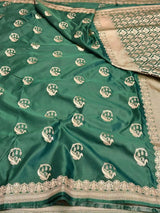 Bottle Green Traditional Weave Mashru Katan Saree